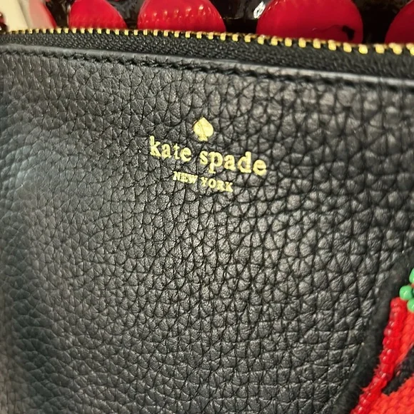 Kate Spade On Purpose Small Leather Zipped Wristlet - Embroidered Chili Pepper - Picture 5 of 16